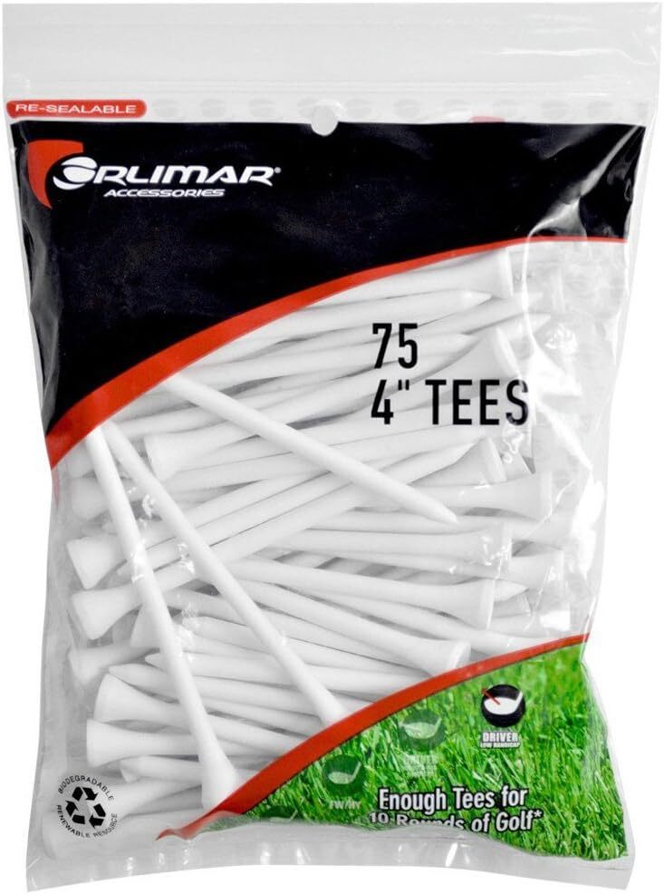 4-Inch Tall Golf Tees - Extra Long White Wood 75 Pack
