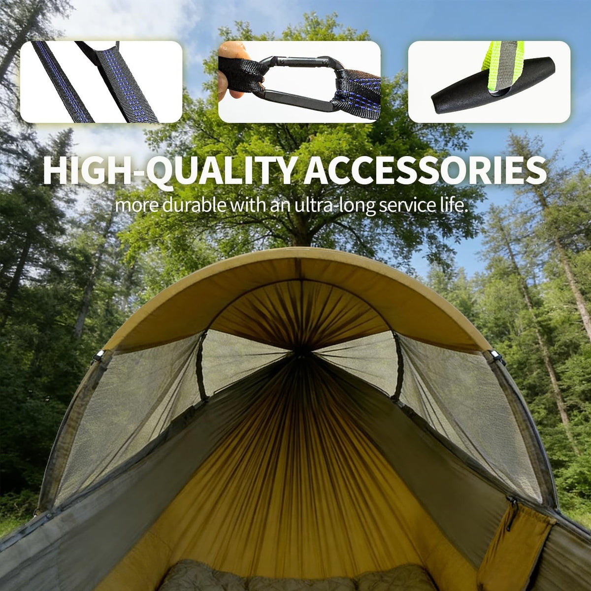 Camping Hammock Tent with Mosquito Net & Rain Fly for 1-2 People, Supports 330lbs