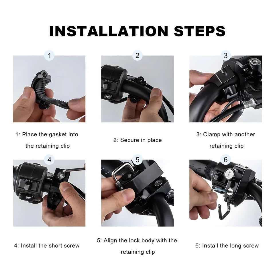 Aluminum Alloy Motorcycle Helmet Lock with 2 Keys - Anti-Theft Security