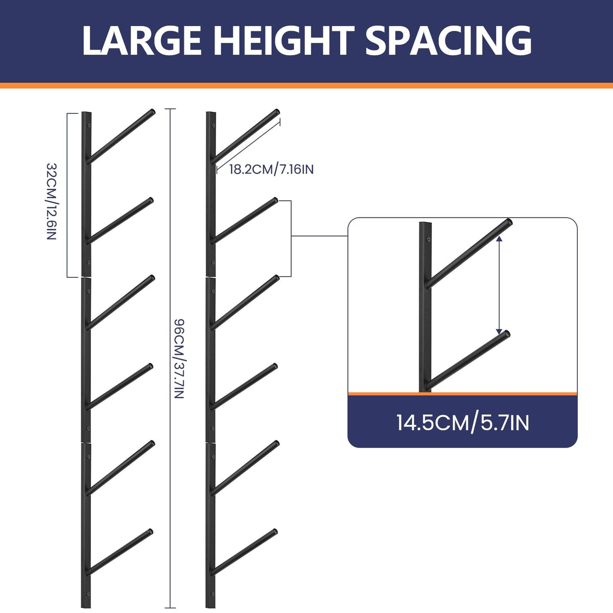 6-Tier Wall Mount Skateboard & Snowboard Rack Space-Saving Storage Organizer