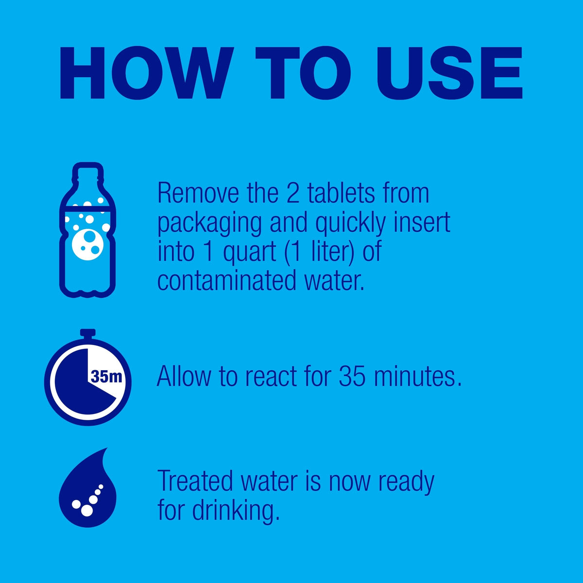 Water Purification Tablets - 50 Count Emergency Drinking Water Treatment