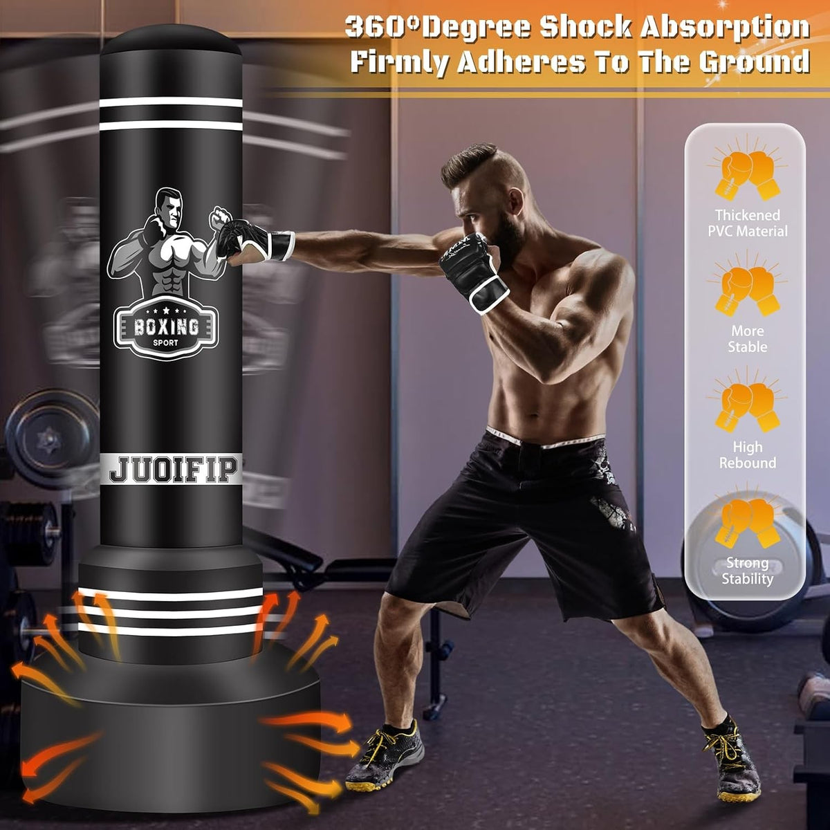 Adult Freestanding Boxing Punching Bag with Stand 70 Inch Heavy Duty Training Equipment