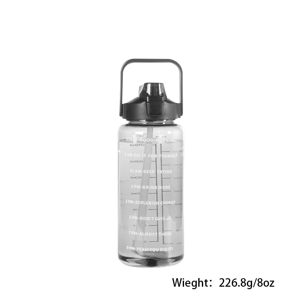 Motivational Half Gallon Water Bottle with Time Marker and Straw - 64 oz BPA Free Hydration Bottle