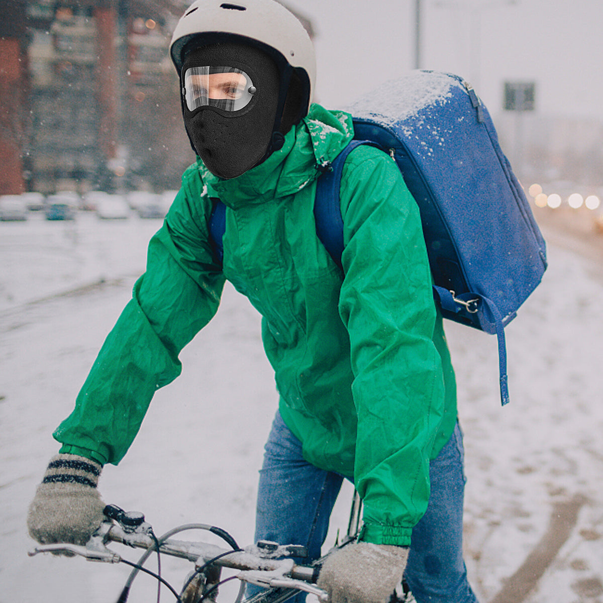 Windproof Fleece Winter Balaclava Face Mask with Anti-Fog Goggles