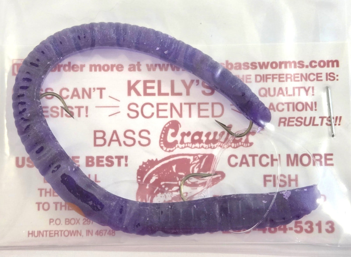 Pre-Rigged Bass Fishing Worms 12 Pack - Anise Scented Soft Plastic Lures