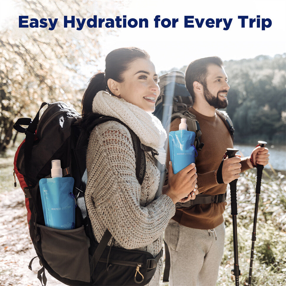 23oz Collapsible Water Bottle Reusable Foldable Drinking Pouch for Travel Camping