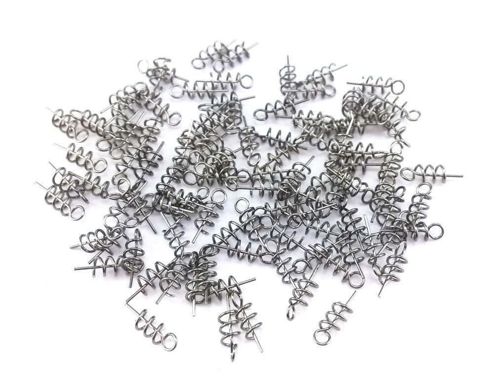 Spring Twist Lock Fishing Hooks with Centering Pins - 100 Pieces