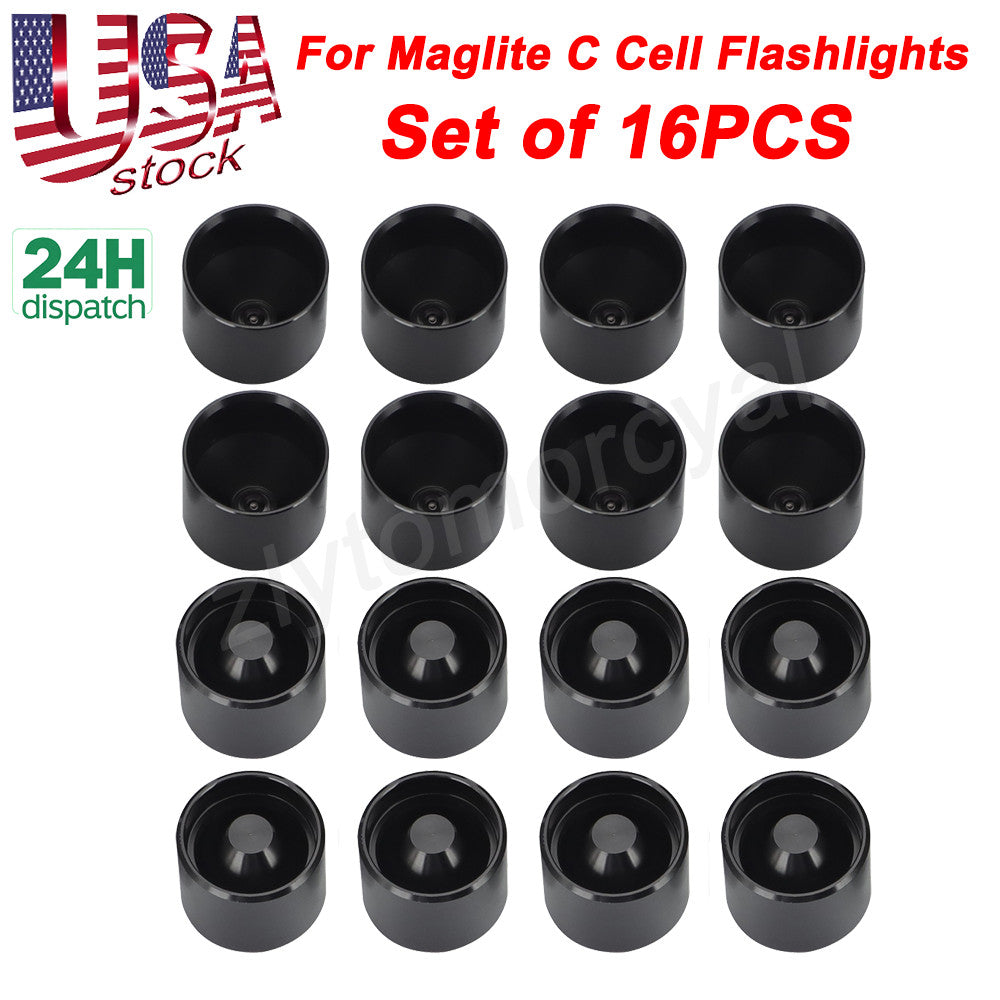 Set of 16 Aluminum Hidden Storage Cups for Maglite C Cell Flashlights