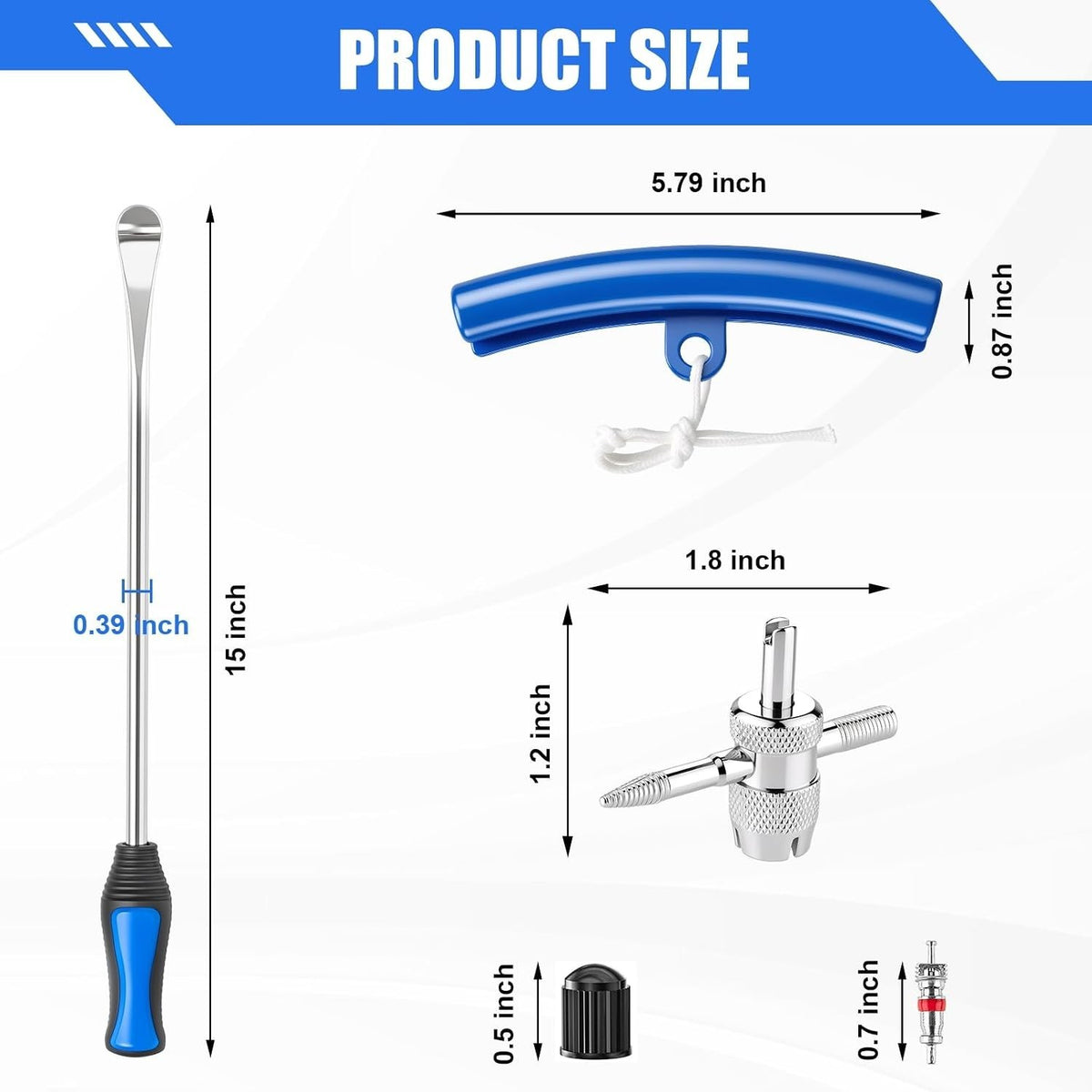15-Inch Tire Removal Kit with 30 Tools for Motorcycle, Bicycle, Lawn Tractor