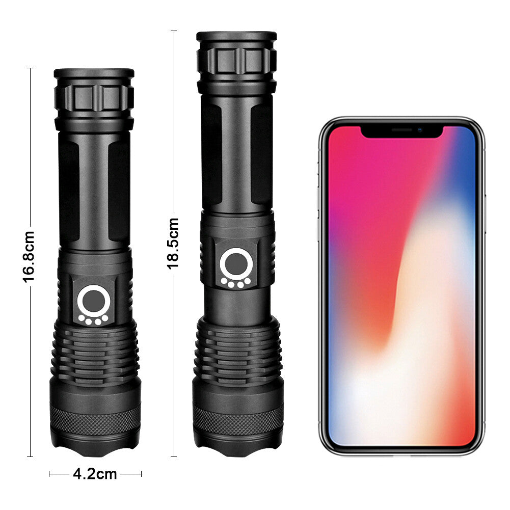 Super-Bright 90000LM LED Tactical Flashlight with Rechargeable Battery, Waterproof IPX-6, Zoomable for Hunting, Search & Rescue