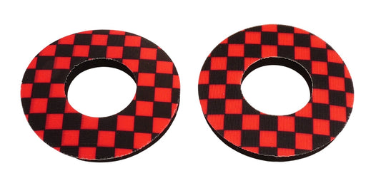BMX Handlebar Foam Grips - Red & Black Checkerboard Donuts Pair