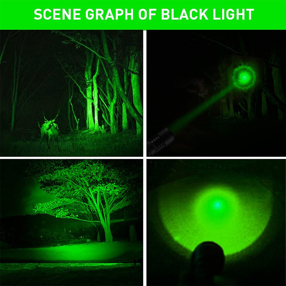 4-in-1 LED Hunting Flashlight with Zoom White Green Red Blue Light Torch for Coyote Varmint