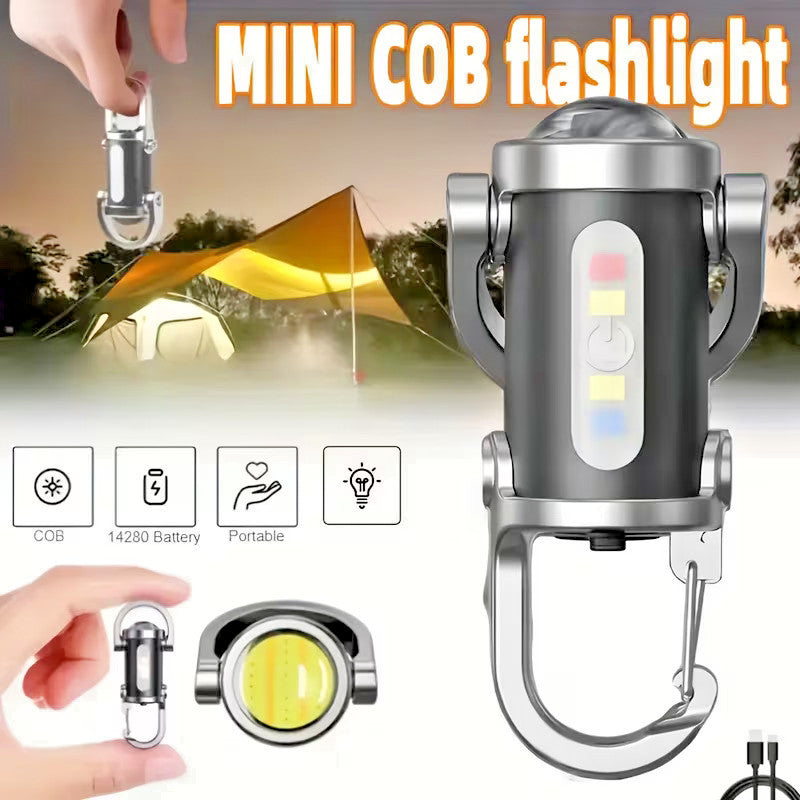 Rechargeable Mini Keychain Flashlight 300LM - Multi-Mode Portable LED Work Light