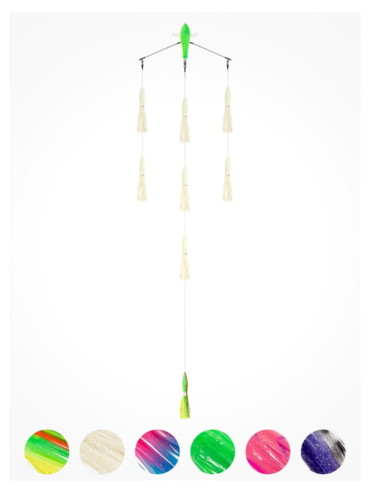 18-Inch Fishing Spreader Bar with Luminescent Squids for Saltwater Game Fish