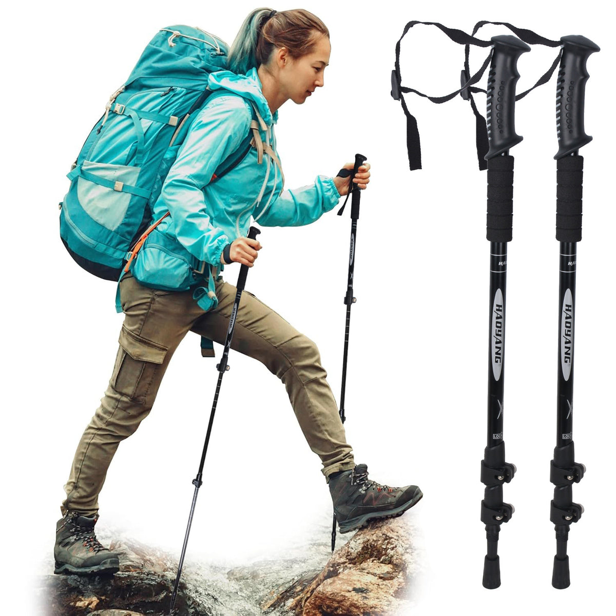 Lightweight Collapsible Hiking Poles with Anti-Shock & Ergonomic Grip
