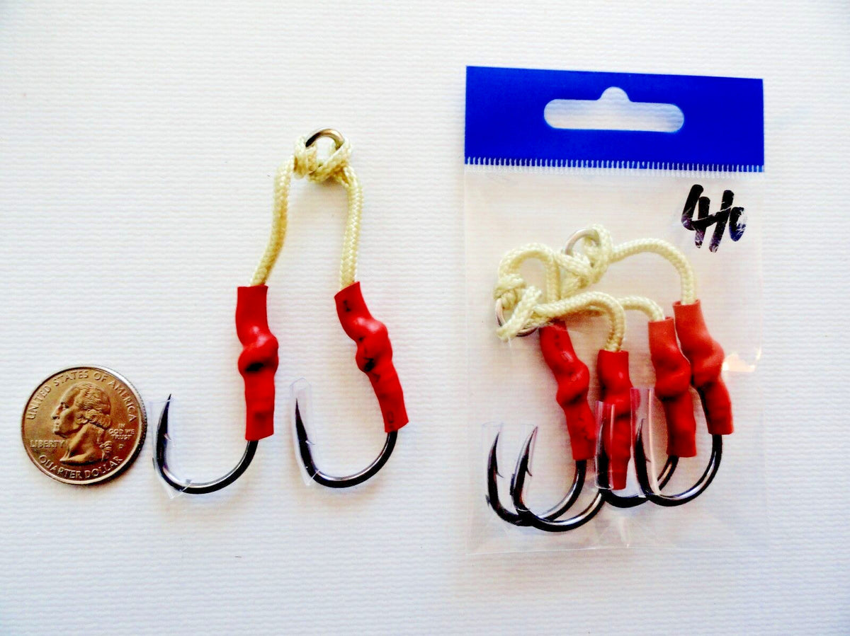 Assist Hooks 4/0 Black Nickel Fishing Hooks for Knife Vertical Speed Jigs - 10 Pairs, 5 Packs