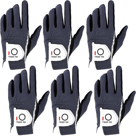 Men's Golf Gloves 6 Pack - Rain Grip Anti-Slip All Weather Fits Left Right Hand