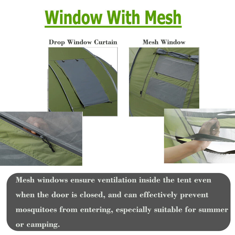 4-6 Person Waterproof Pop Up Camping Tent with Double Layer & Vestibule