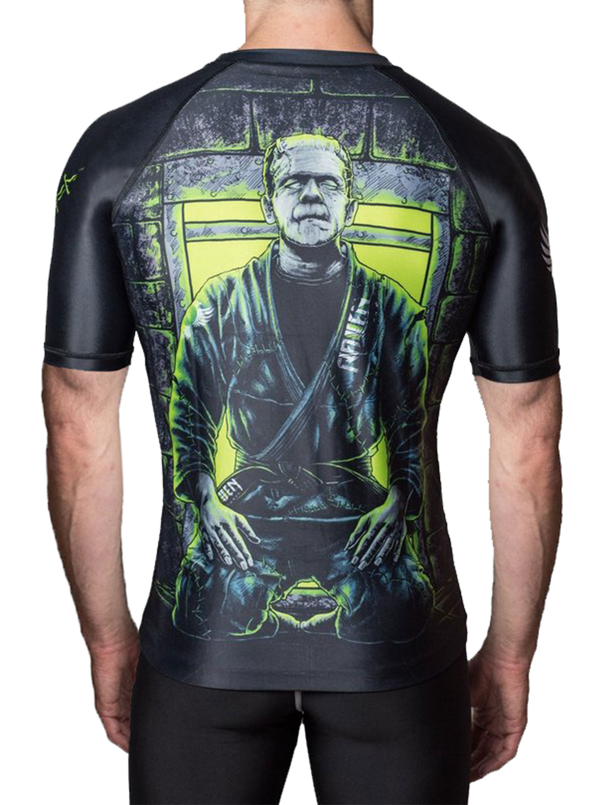 Men's BJJ Rash Guard - Horror Frankenstein's Monster Short Sleeve MMA