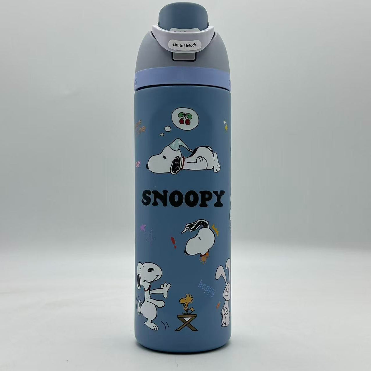 24oz Stainless Steel Water Bottle with Snoopy Theme - FreeSip Flip Lock