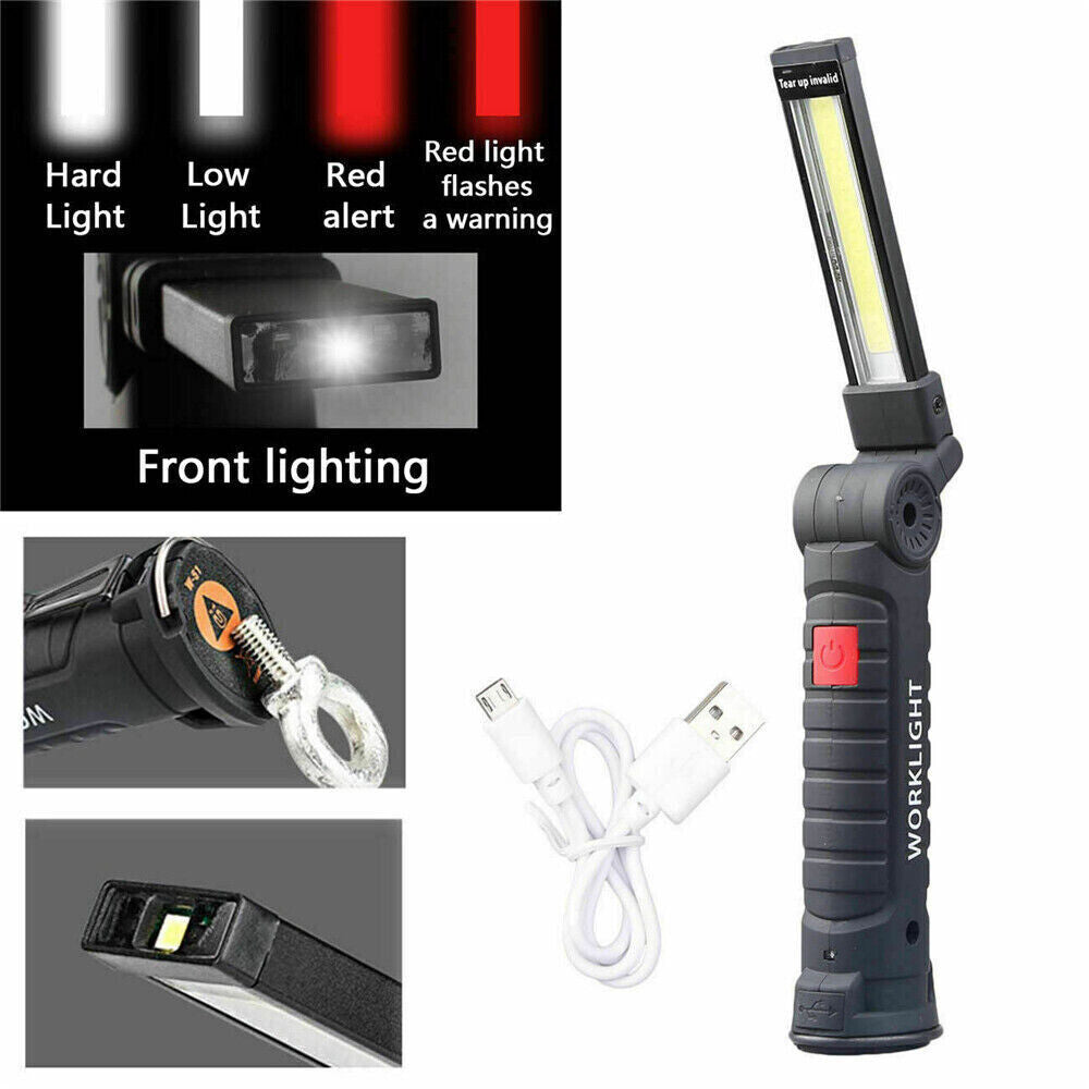 Rechargeable COB LED Work Light Flashlight with Magnetic Base and Folding Design