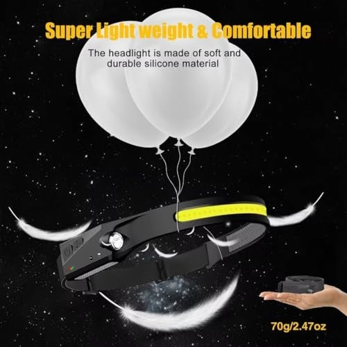 Rechargeable LED Headlamp 3PCS 230° Wide Beam Waterproof Motion Sensor