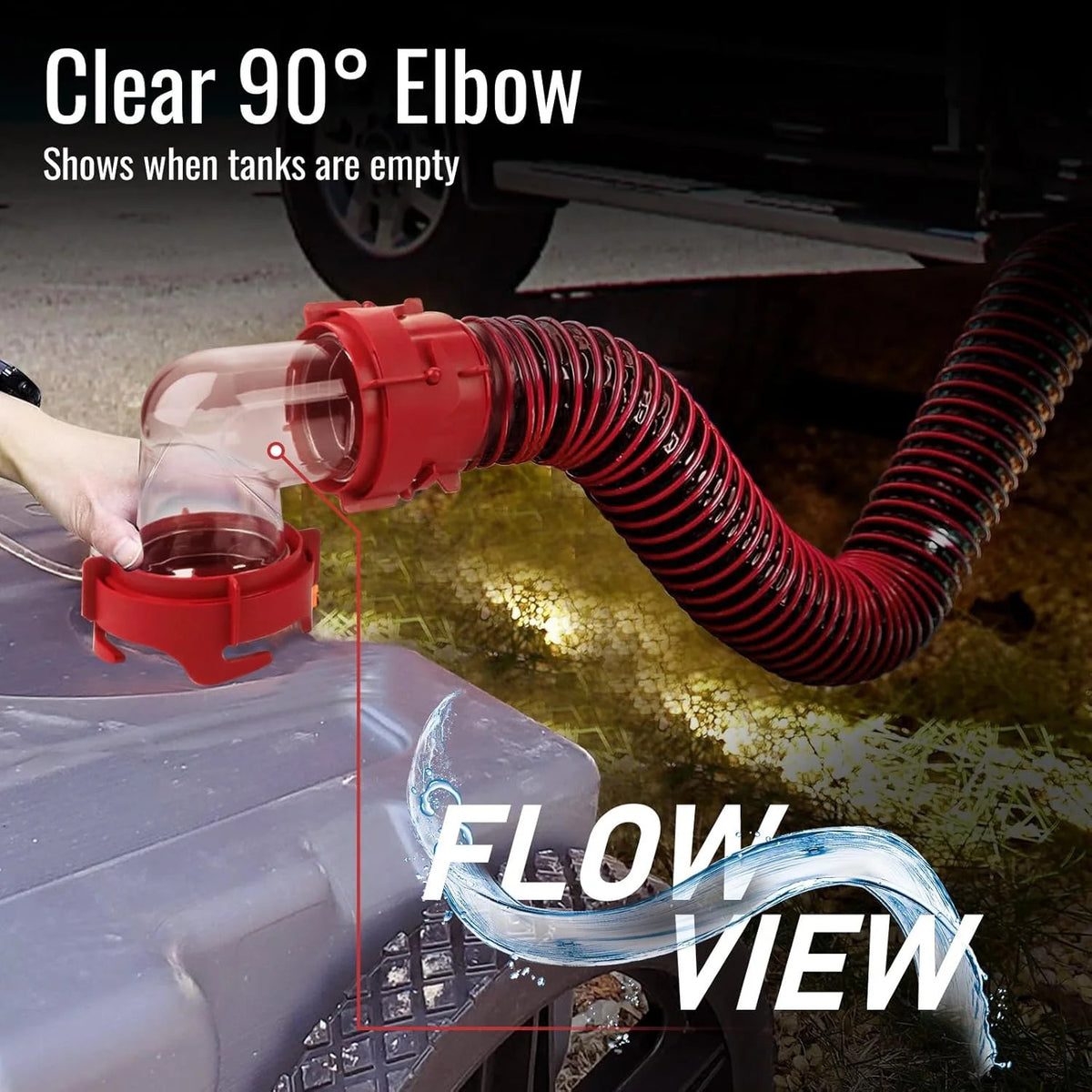 3 Ft RV Sewer Hose Kit with Leak-Proof Fittings, 90° Clear Elbow & Accessories
