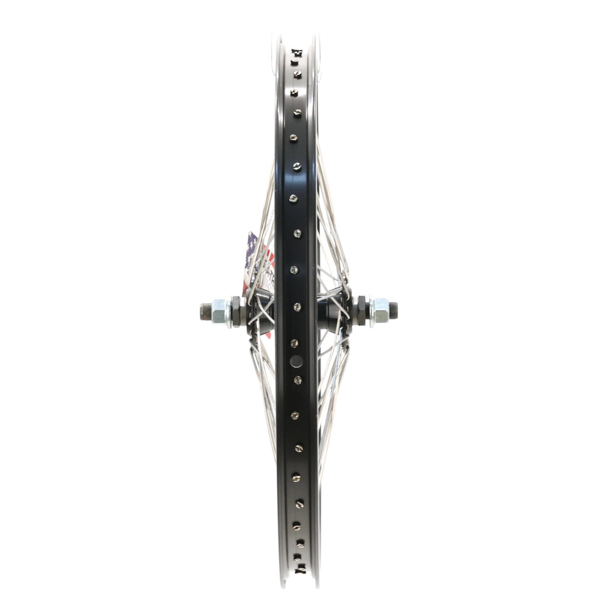 20-Inch BMX Front Wheel with Aluminum Rim 48 Spokes Bolt-On Black Alloy