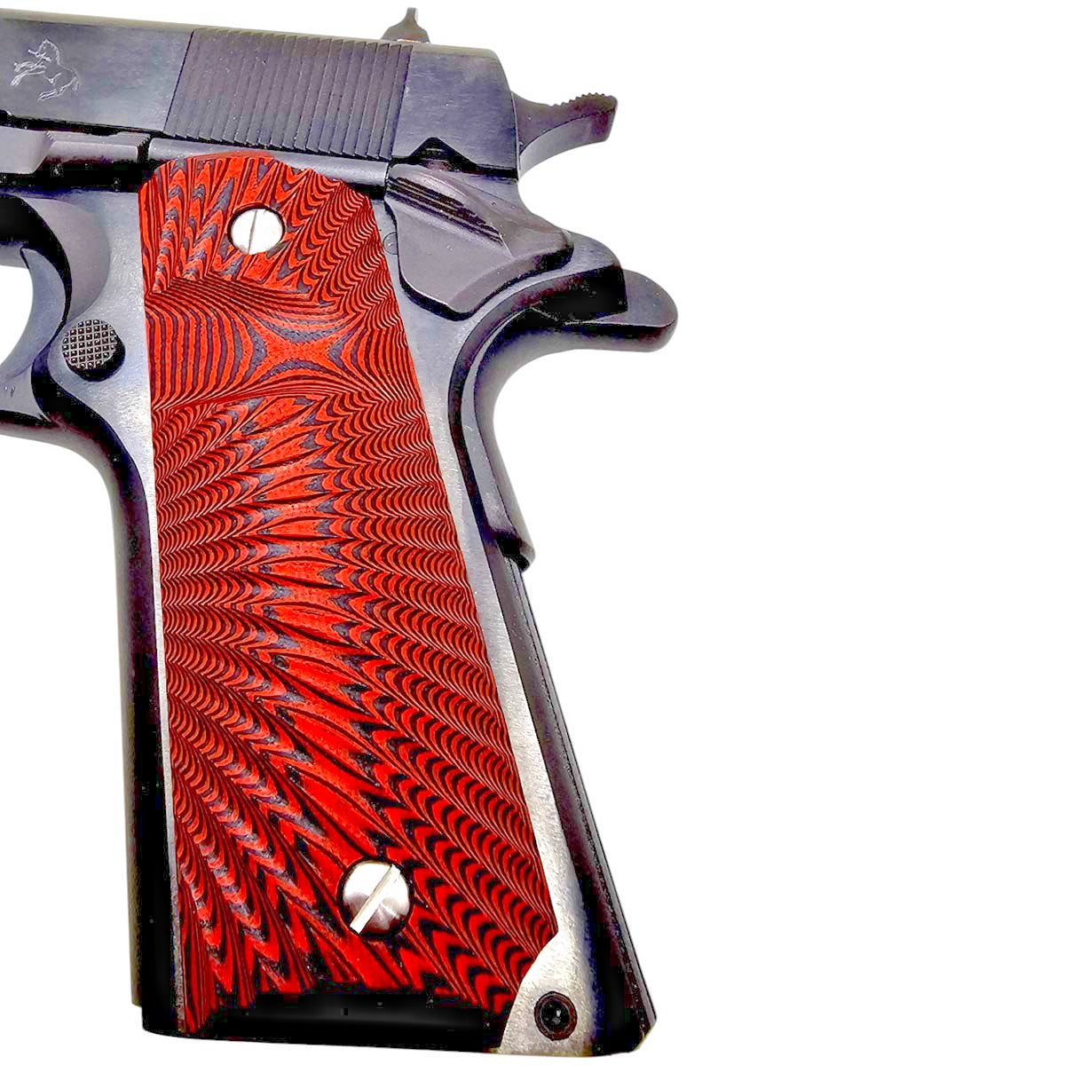 1911 Pistol Grips G10 Full Size Red & Black Sunburst for Kimber Colt Springfield