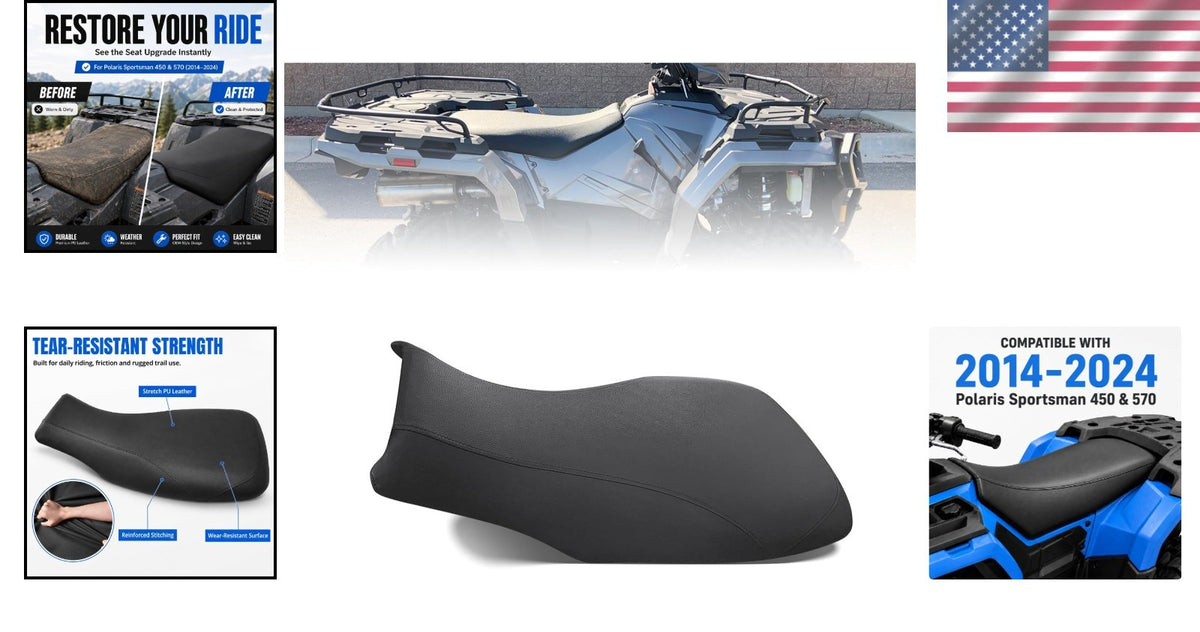 ATV Seat Cover Compatible with Polaris Sportsman 450 570 2014-2024 Waterproof Leather