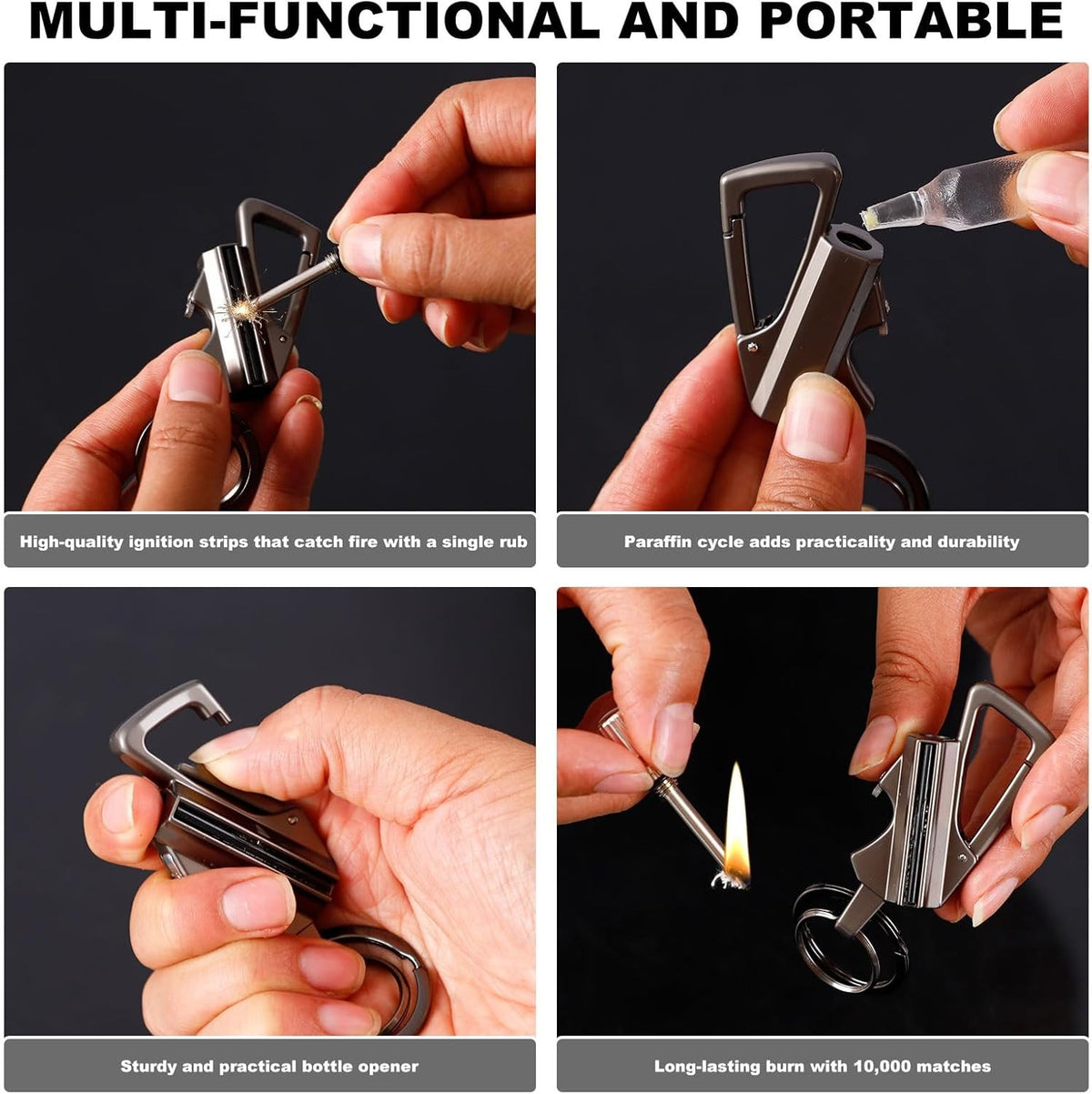 Portable Windproof Waterproof Match Lighter with Keychain Bottle Opener