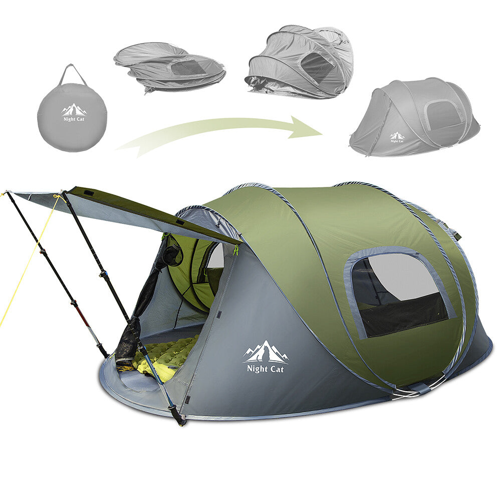 2-4 Person Waterproof Pop Up Camping Tent with Ventilation & Easy Setup