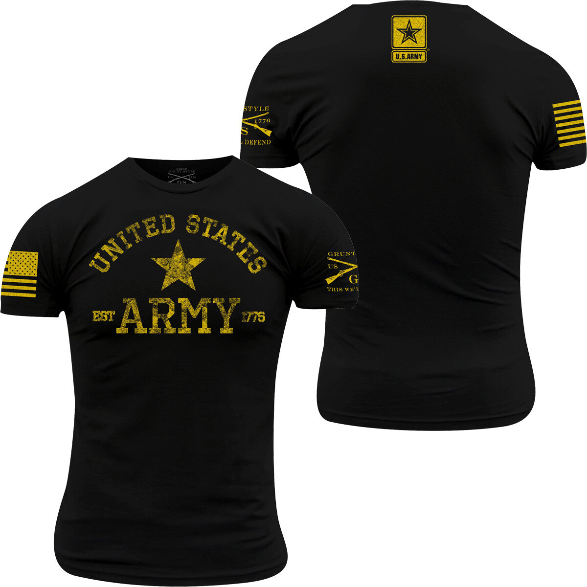 Army T-Shirt Black - Est. 1775 Military Style Graphic Tee