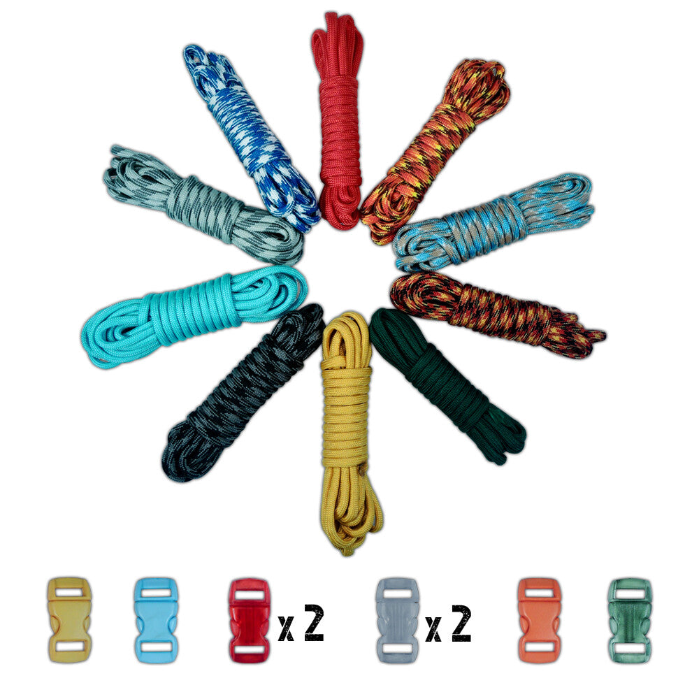 Paracord DIY Bracelet Kit with Buckles - 100 FT Paracord Crafting Set