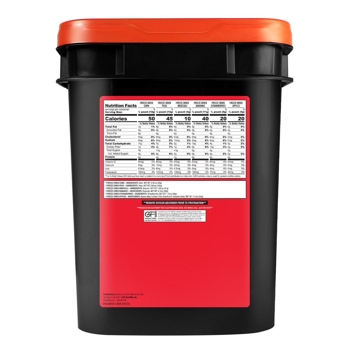 Freeze-Dried Fruit and Vegetable Emergency Food Supply 104 Servings