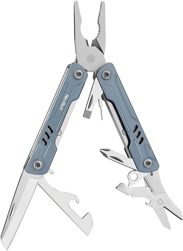 Mini Sailor Pliers Multi-Tool with Blue Aluminum Handles - 9 Tools