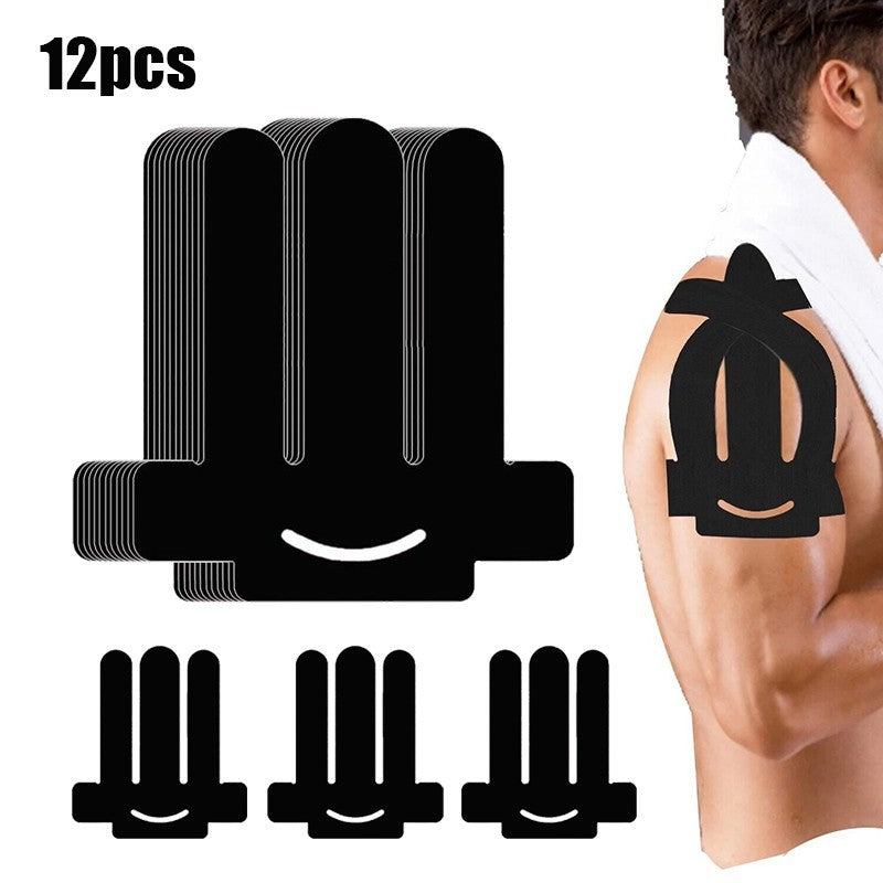 Breathable Kinesiology Tape for Muscle Pain Relief - 12pcs Black Sports Wrap