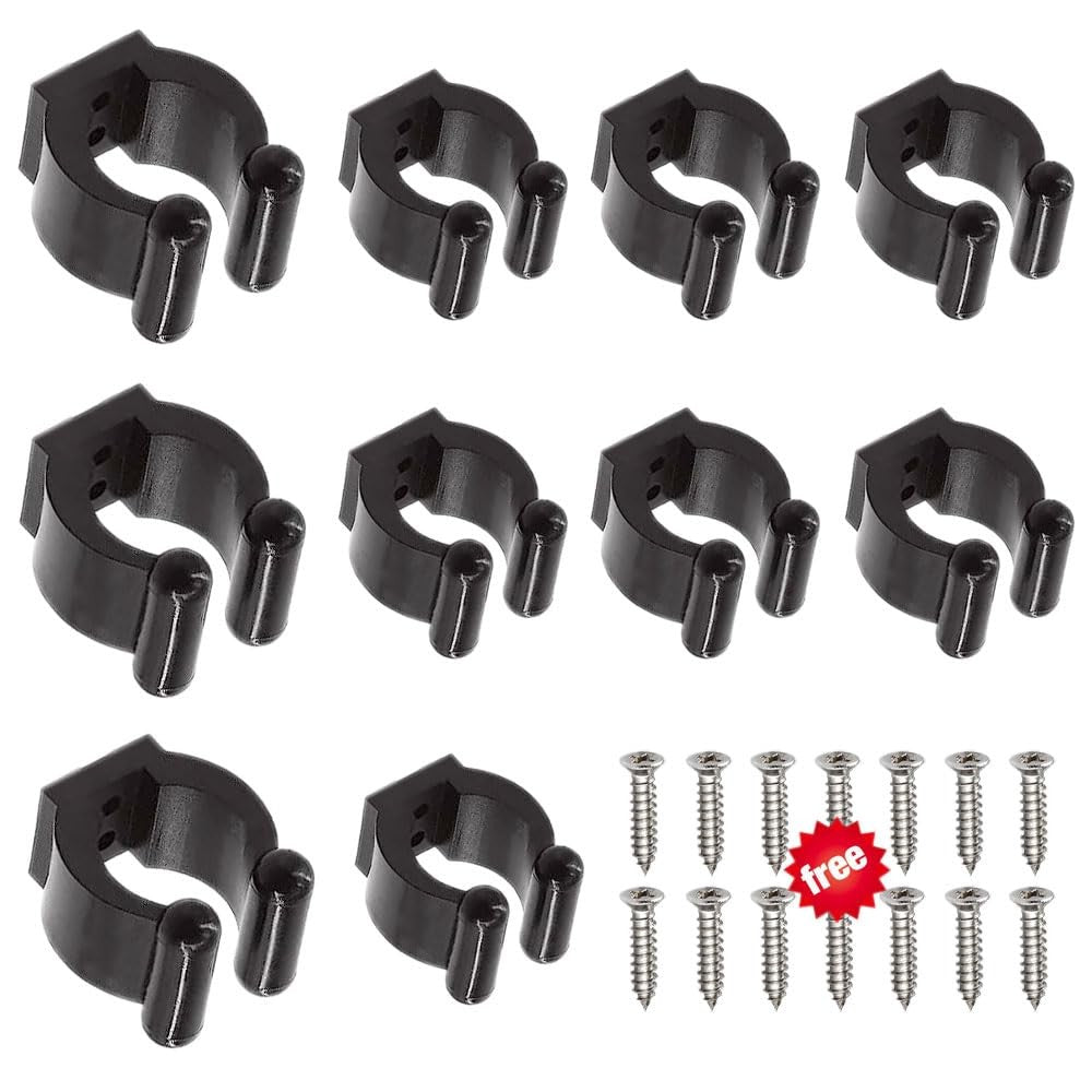 Pool Cue Holder 10Pcs - Plastic Wall Mounted Clips for Cues & Fishing Rods