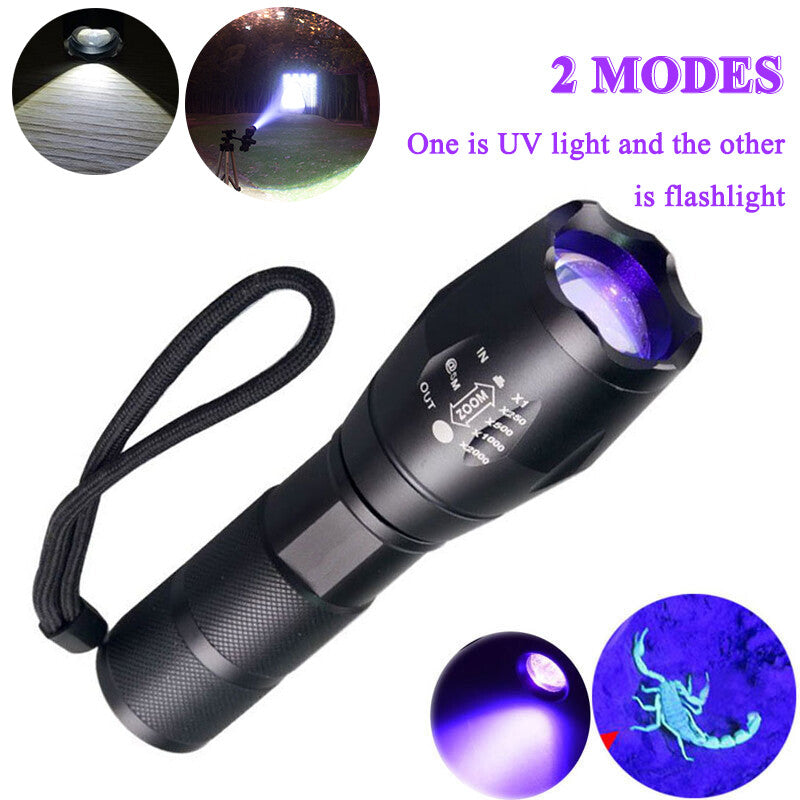 High Power UV Flashlight 990000lm Blacklight Torch for Currency Detection