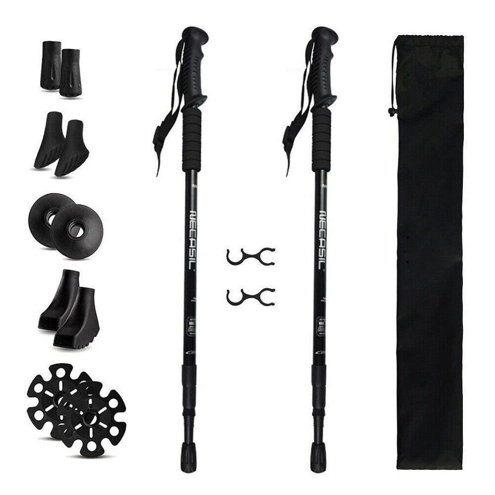 2X Adjustable Hiking Trekking Poles Nordic Walking Sticks Anti-shock Alpenstock