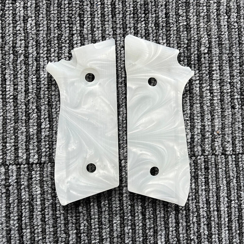 White Pearl Resin Pistol Grip for Taurus PT-92 & Similar Models - Custom Firearm Grip
