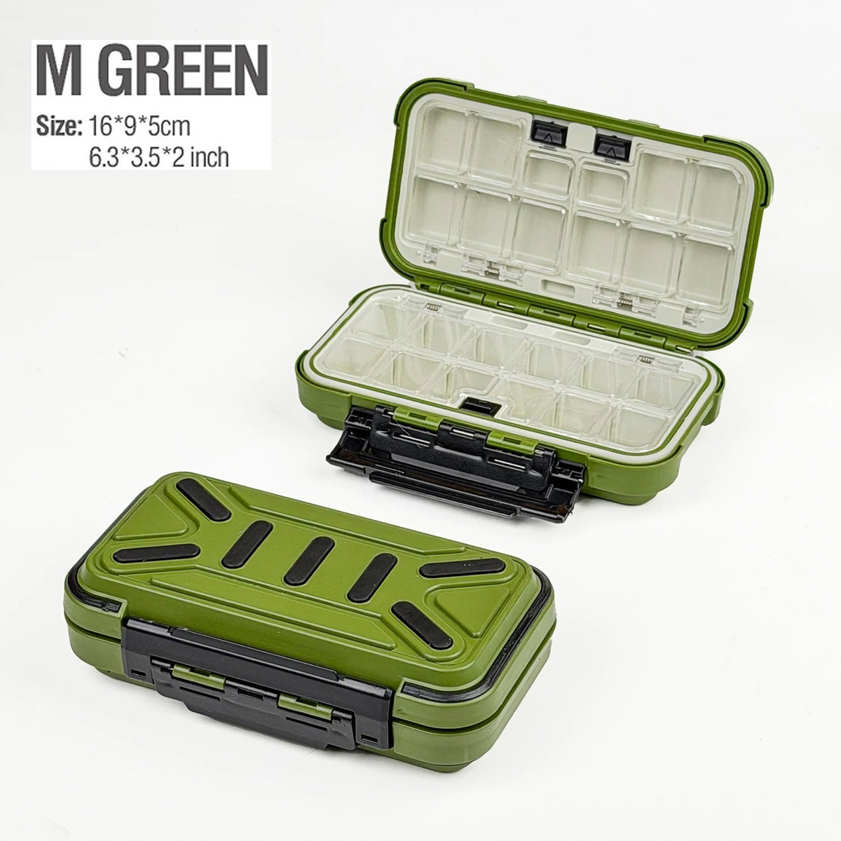 Waterproof Fishing Tackle Box with Compartments 2-Layer Hard Case Storage