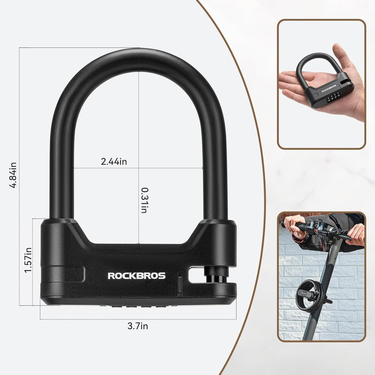 Scooter Lock with Waterproof Chain and Bike Chain Lock & Keys