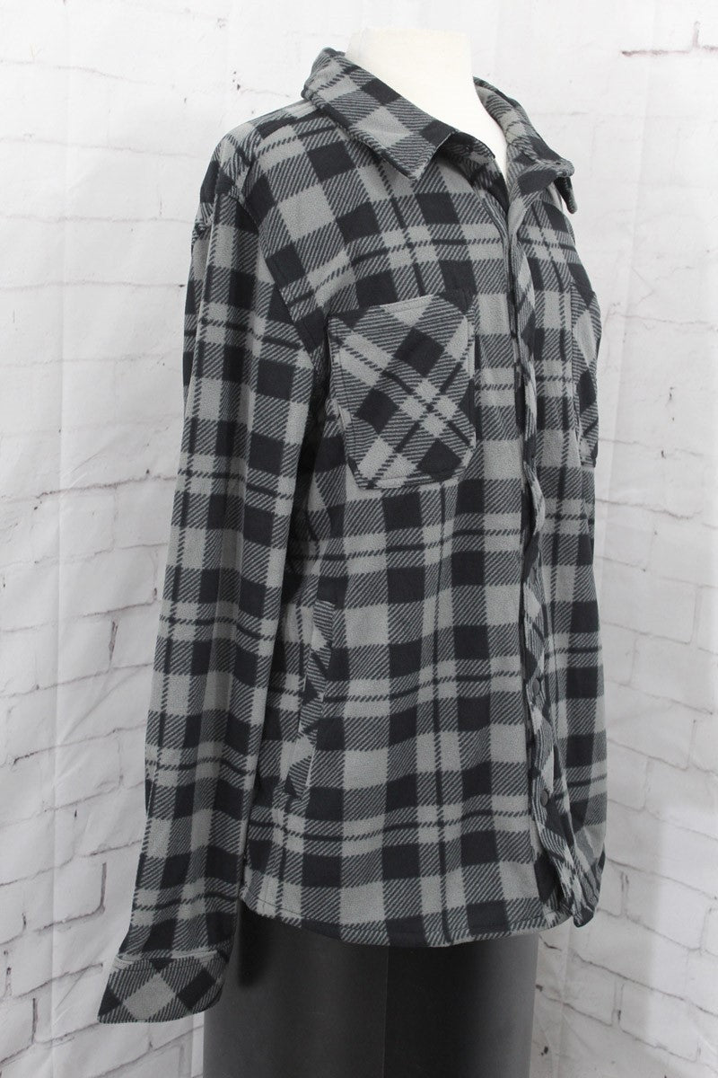 686 Sierra Fleece Button-Up Flannel Men’s XL Charcoal Plaid Cold Weather Shirt