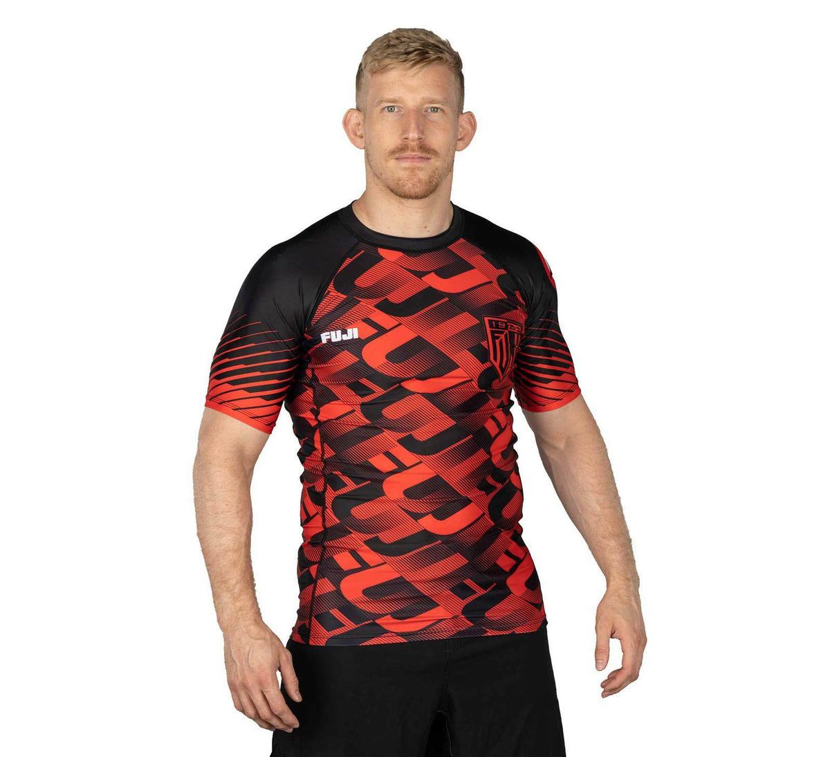 Short Sleeve Rashguard for MMA BJJ Jiu Jitsu Training - Red Black