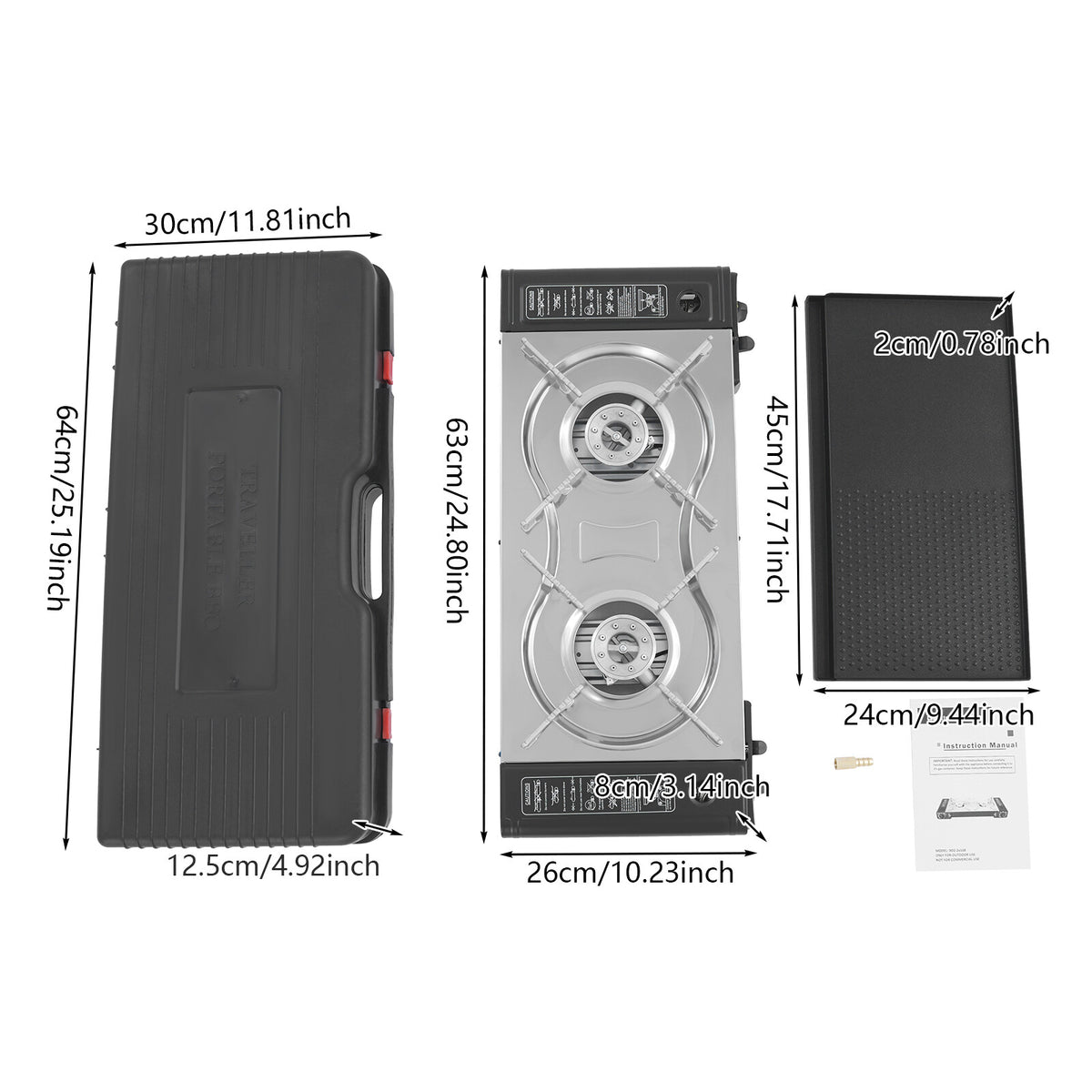 Portable Butane Camping Stove with Carrying Case - Dual Burner, 2100W