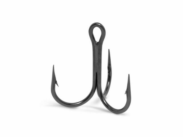 Treble Fishing Hooks - Black Nickel, Short Shank, Strong, Multiple Sizes