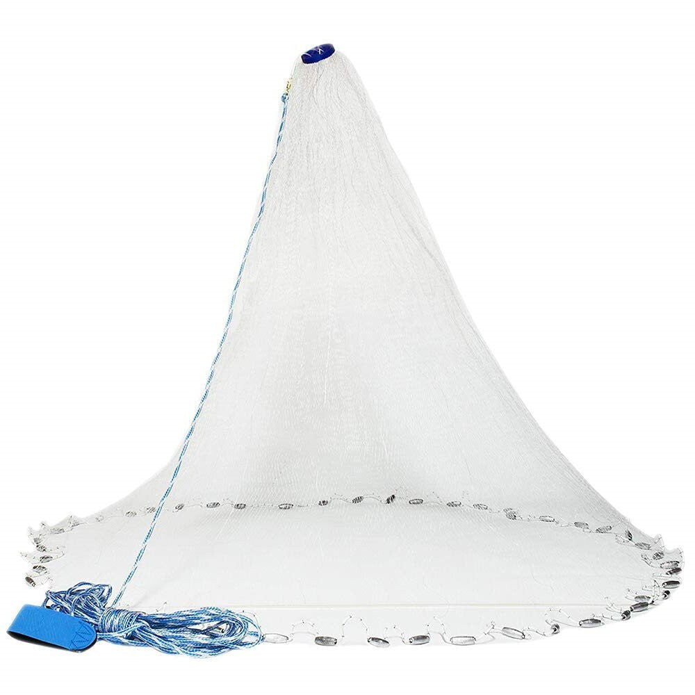 Heavy-Duty Nylon Cast Fishing Net with Lead Sinkers - Easy Throw Hand Net