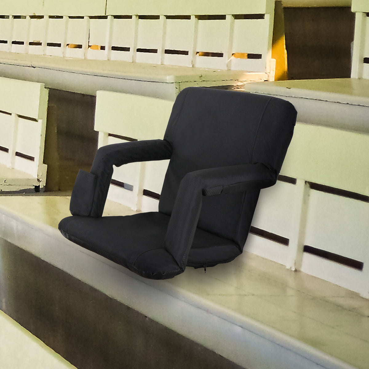 Portable Stadium Seat with Back Cushion & Reclining Positions for Bleachers