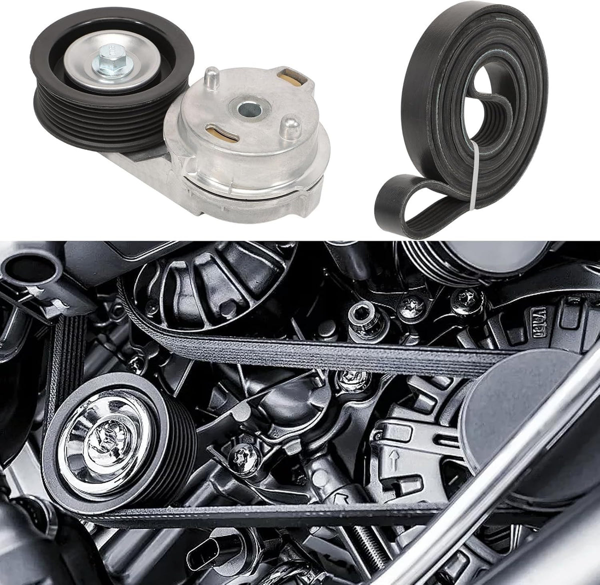 Drive Belt Tensioner Pulley and Serpentine Belt Kit for Ram 1500 2500 3500 2003-2008